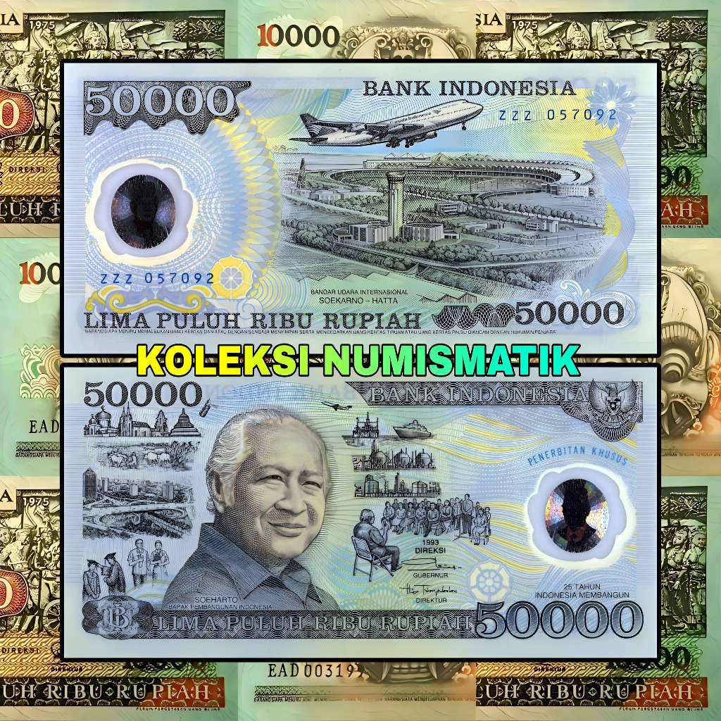 SOUVENIR KERTAS KUNO INDONESIA 50000 RUPIAH HM SOEHARTO 1993