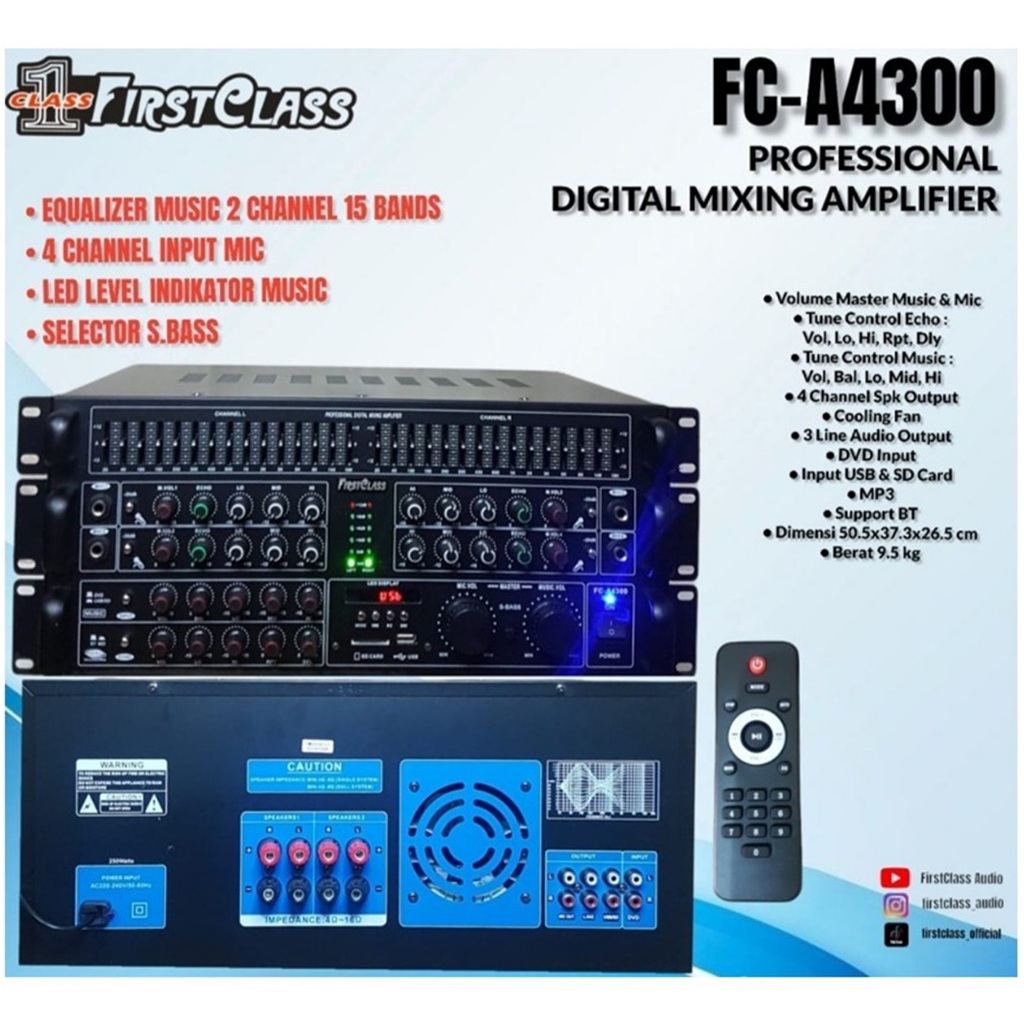 AMPLI FC-A4300  FIRSTCLASS FC A4300 PROFESIONAL AUDIO AMPLIFIER