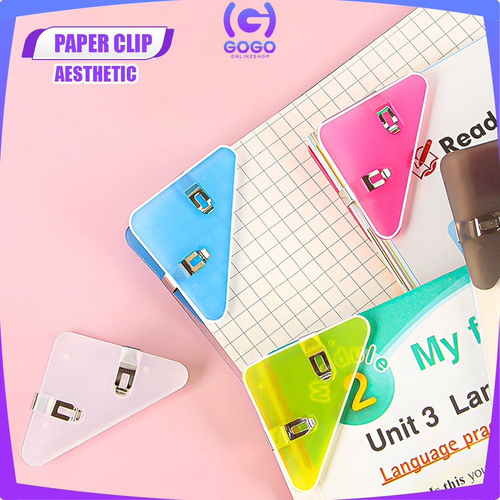 

GOGO-A119 Paper Clip Segitiga Warna Warni aesthetic Klip Sudut Jepitan Buku Akrilik / Penjepit Kertas Clips Book dan Paper Corner Plastik Serbaguna