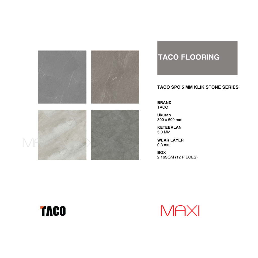 Taco SPC 5mm Klik Stone Series TV-5516SPC - TV-5519SPC