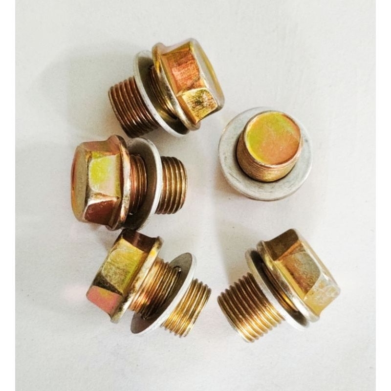 Baut Tutup Oli Oversize Baut 19 Kunci 17 Drat Halus M14x1.5 Set Ring Alumunium