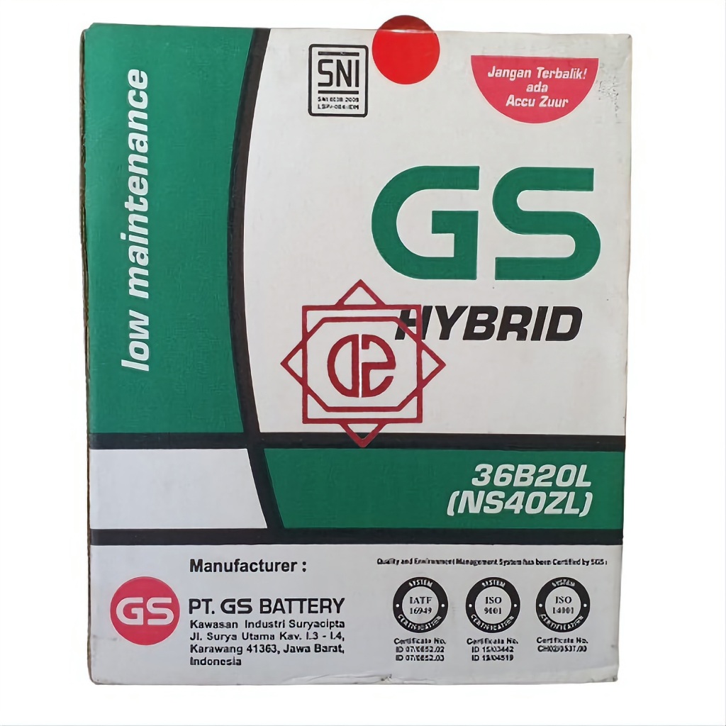 1pc GS HYBRID Accu Battery Aki Basah Mobil Agya Ayla Calya Sigra Brio Jazz Freed Mobilio NS40ZL 36B2
