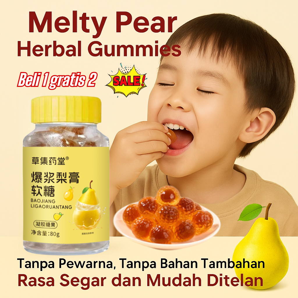 

⚡COD⚡Permen lembut pasta pir-halal yang dapat ditelan/Throat Clearing Gummy/Candy/permen mint + melembabkan paru-paru dan tenggorokan + dapat dimakan oleh orang dewasa dan anak-anak