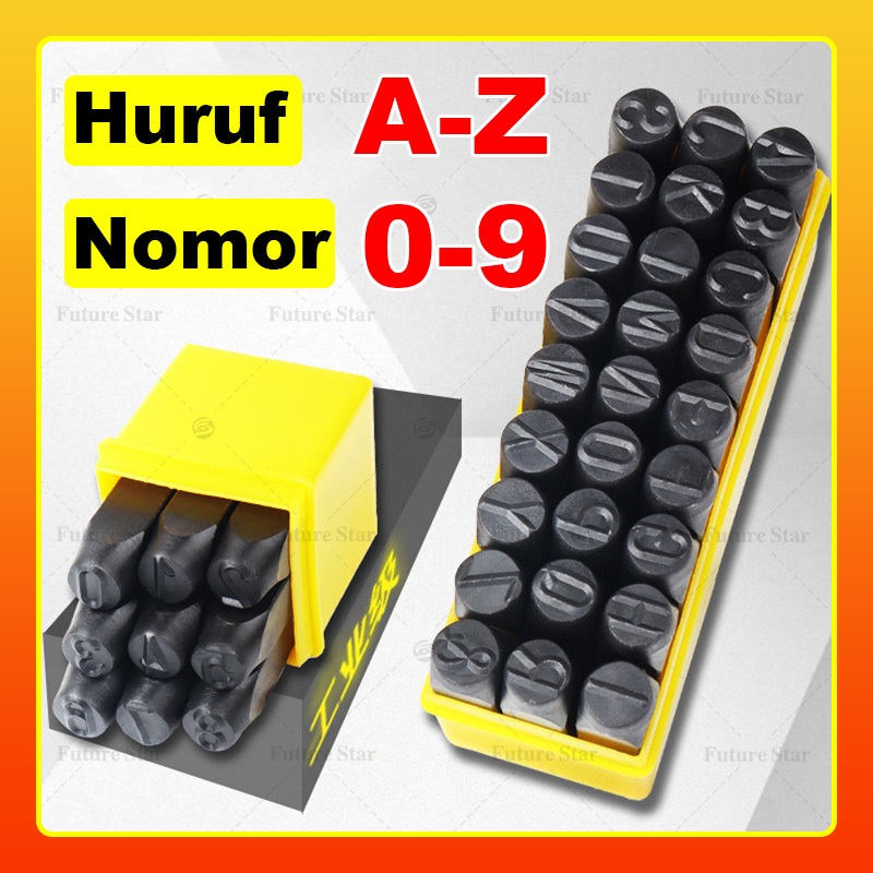 Set Stempel Huruf dan Angka 36 Pcs untuk Tanda Tangan pada Logam, Kayu, dan Kulit