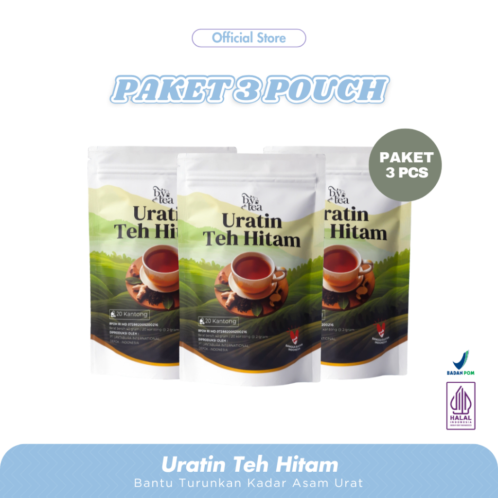 

Bundlin 3 ByTea Uratin Teh Hitam - Teh Herbal untuk Menurunkan Kadar Asam Urat isi 20 Kantong BPOM