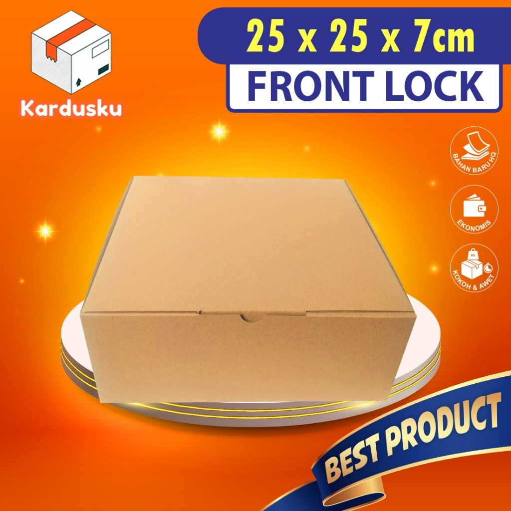 

Kardus Dus uk 25x25x7 cm (ECER) Die Cut Box Kotak Packing Aksesoris Baju Makanan Pizza Hijab Kue
