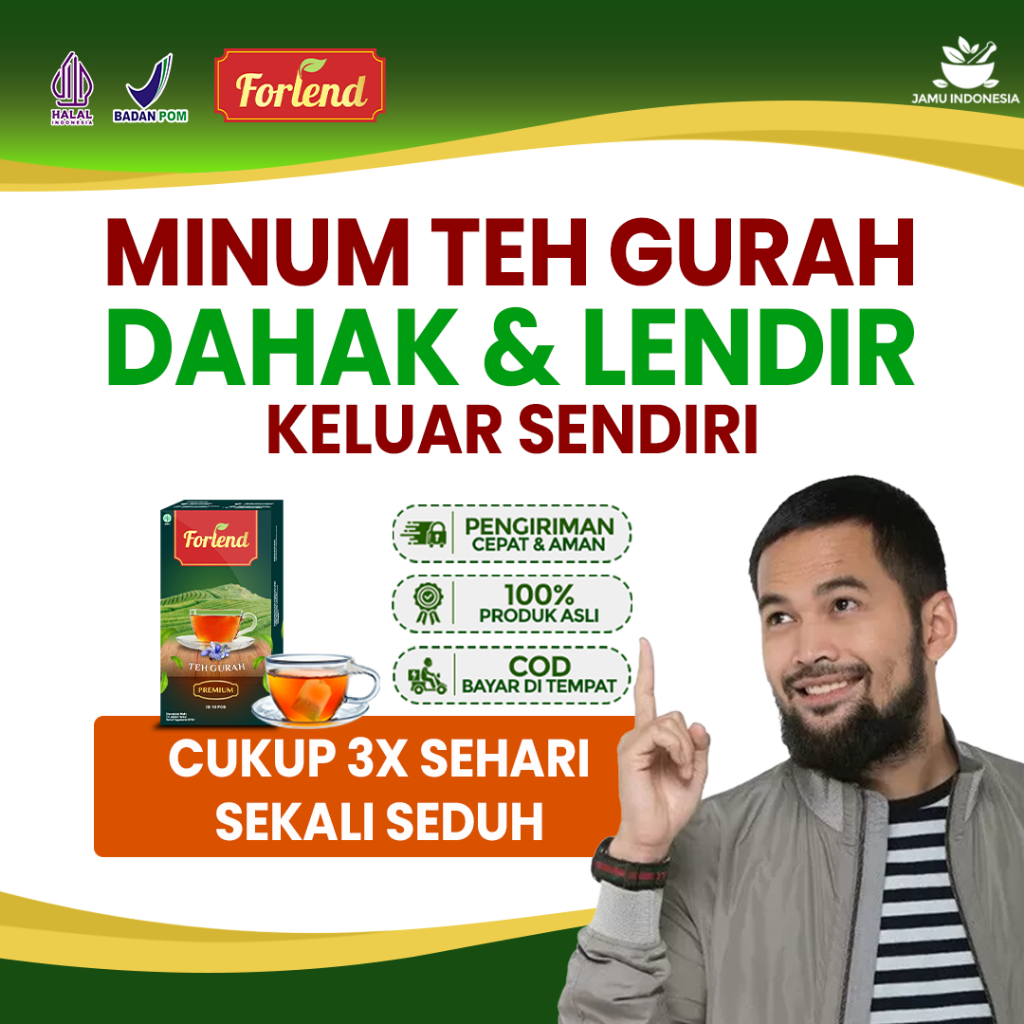 

OBAT GURAH FORLEND PENGENCER DAHAK & LENDIR TEH HITAM SRIGUNGGU ASMA BATUK PILEK BPOM ORI HALAL