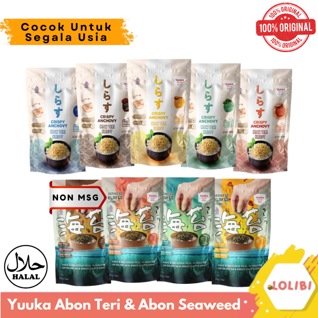 

Yuuka Food anti GTM Abon Rumput Laut Seaweed Flakes 50gr gurihya / Yuuka Teri Crispy Anchovy