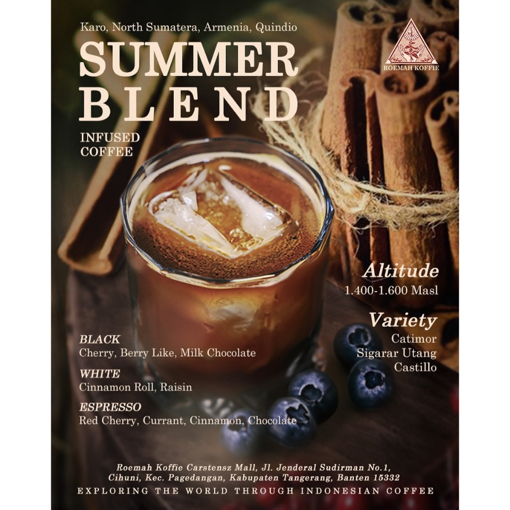 

Roemah Koffie Premium Whole Beans Coffee Pure 100% Arabica Natural Karo Summer Blend - Espresso Roast Single Origin / Biji Kopi Premium Nusantara