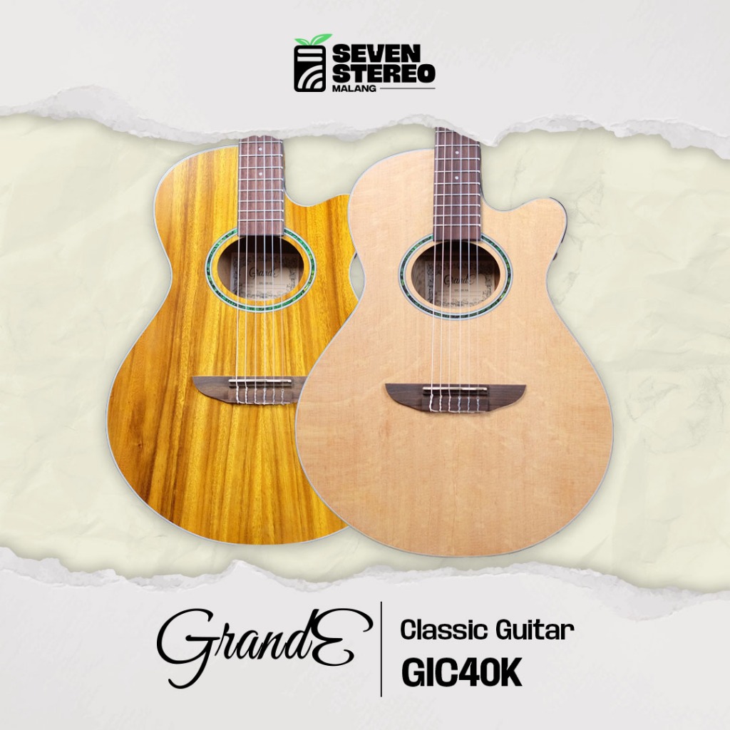 Grande GIC40K GIC 40 K Guitar Acoustic Electric Nylon Gitar Classic