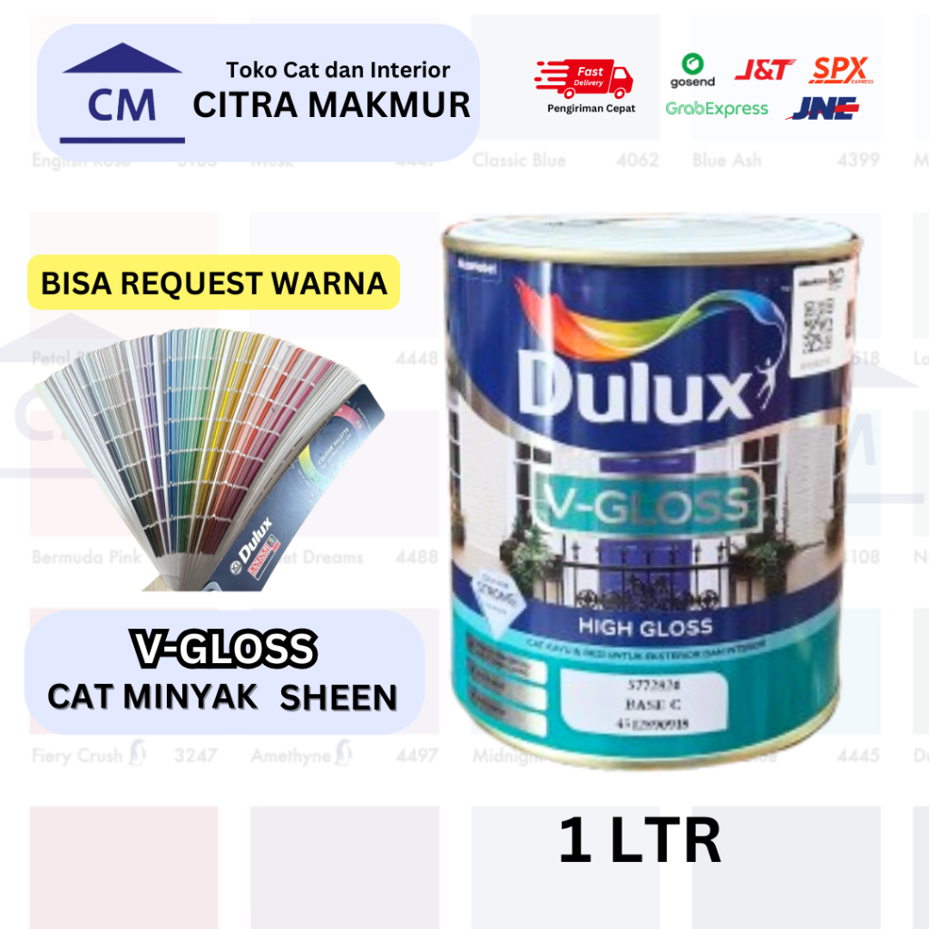 Dulux V-GLOSS High Gloss - 1 Kg (Bisa Request Warna & Custom Warna ) CAT MINYAK TINTING DULUX