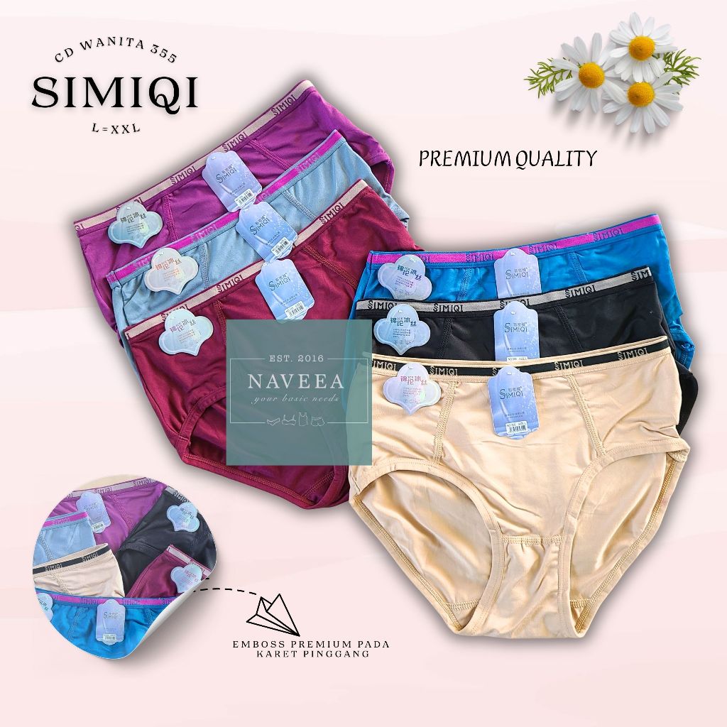 Cd Wanita Simiqi 355 Motif Polos Bahan Katun Super Soft Celana Dalam Wanita Dewasa High Waist - NVA0