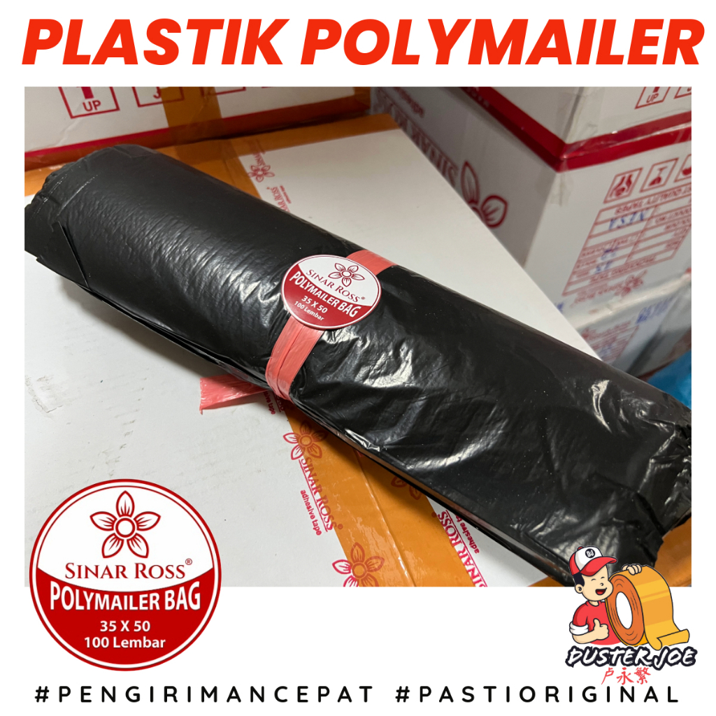 

HJK Polymailer 35x50 Sinar Ross Isi 100 Plastik Packing Hitam Per 1 Ikat