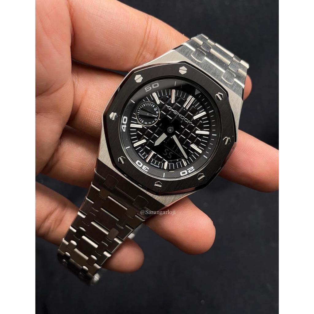 Casio G-SHOCK GA-2100 g-shock ga2100 MOD Custom Silver Black Steel