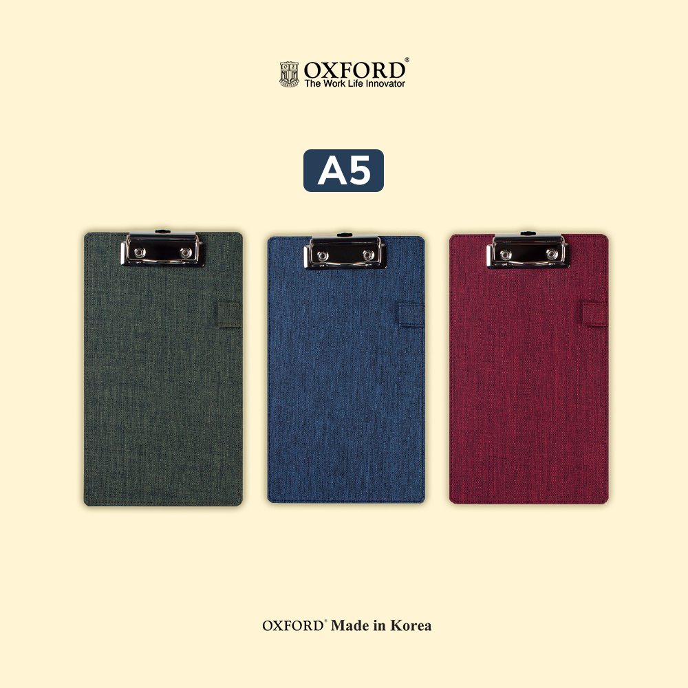 

Oxford Clipboard Ukuran A5 Premium Navy/Maroon/Green – Clipboard/Papan Jalan/Papan Ujian Ukuran A5