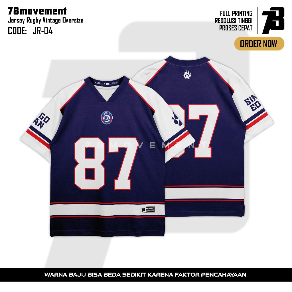 78movement JR-04 Jersey Rugby Oversize Unisex // Jersey Rugby // Jersey Vintage // Jersey Rugby Tema