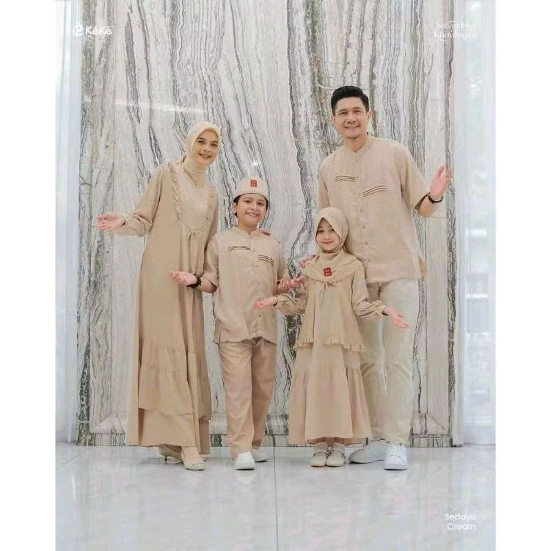 KEKE - SARIMBIT SEDAYU SERIES WARNA CREAM COUPLE KELUARGA BUSANA MUSLIM KEKE