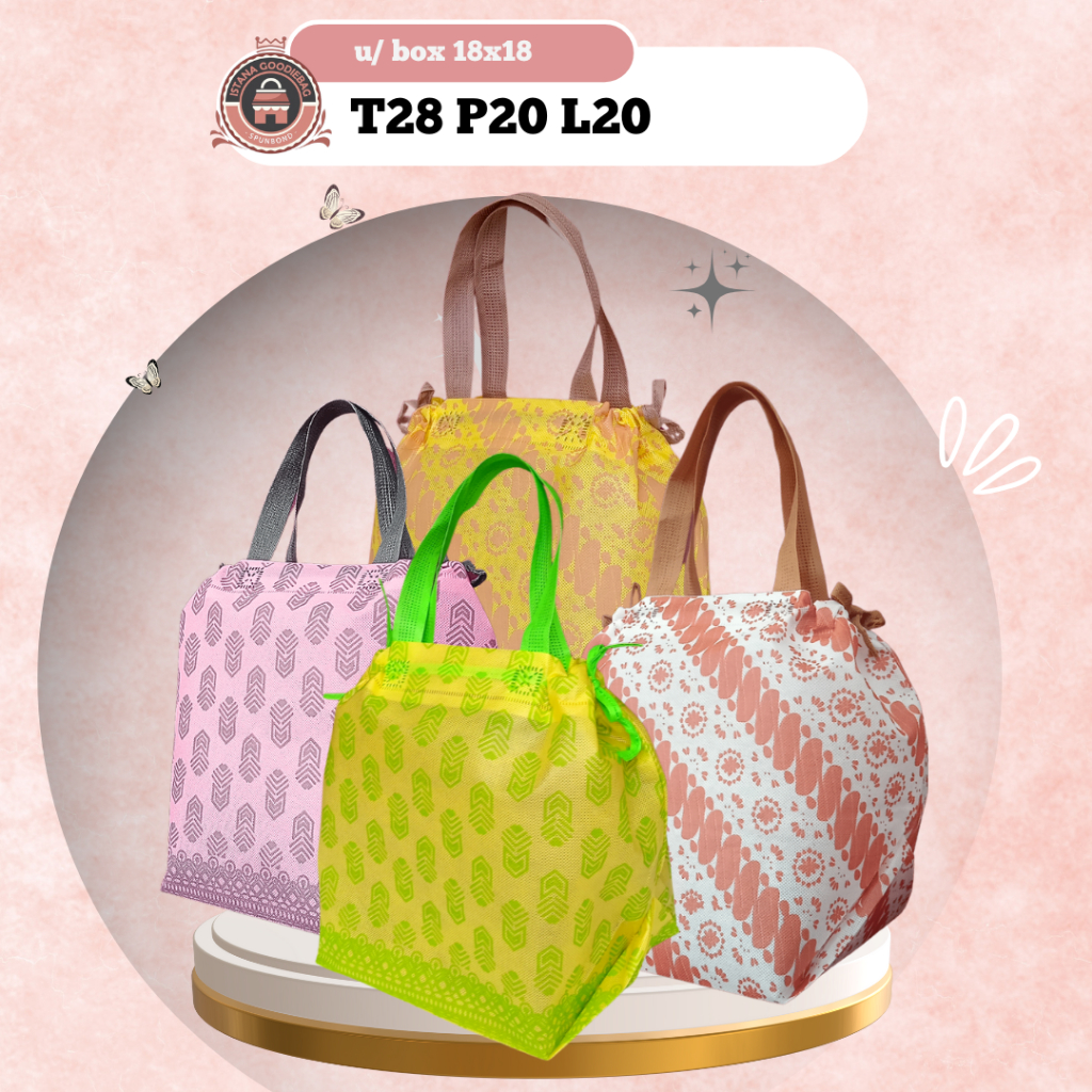 

[SPUNDBOND] Tas Hajatan Tas Nasi Kotak 18X18 Goodie Bag Tasyakuran Tas Berkat Tas Spunbond serut 28x20x20