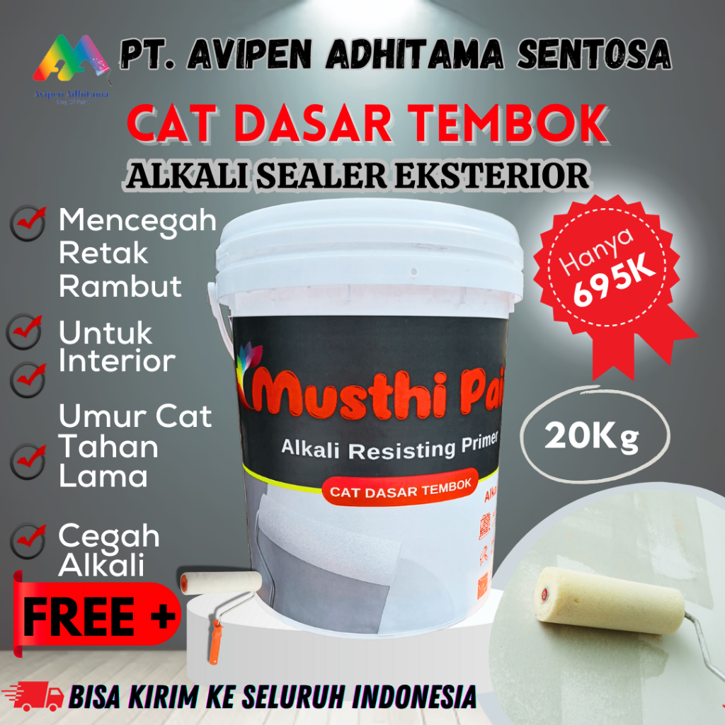 Cat Dasar Tembok Alkali Sealer Eksterior Musthi Paint 20 Kg Cat Alkali Sealer