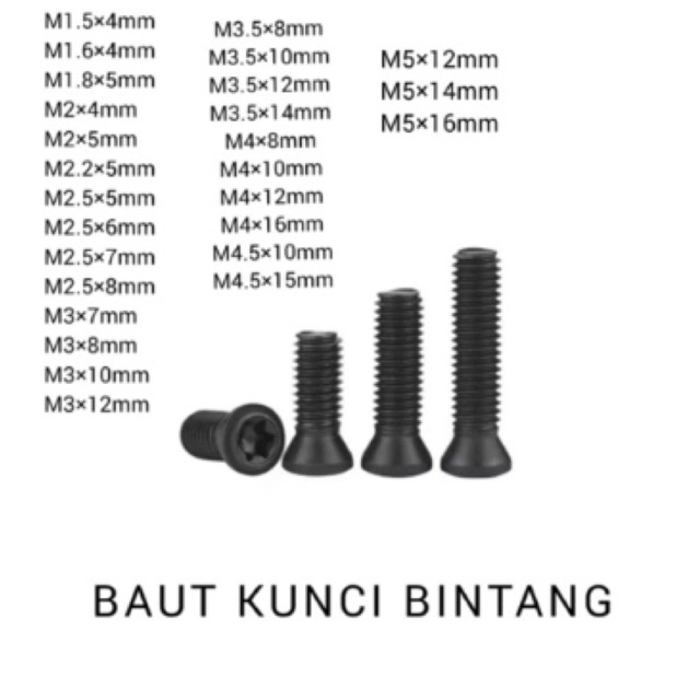Baut Holder bubut baut insert baut facemill baut kunci Bintang M1.5 M1.6 M1.8 M2.0 M2.2 M2.5 M3.0 M3