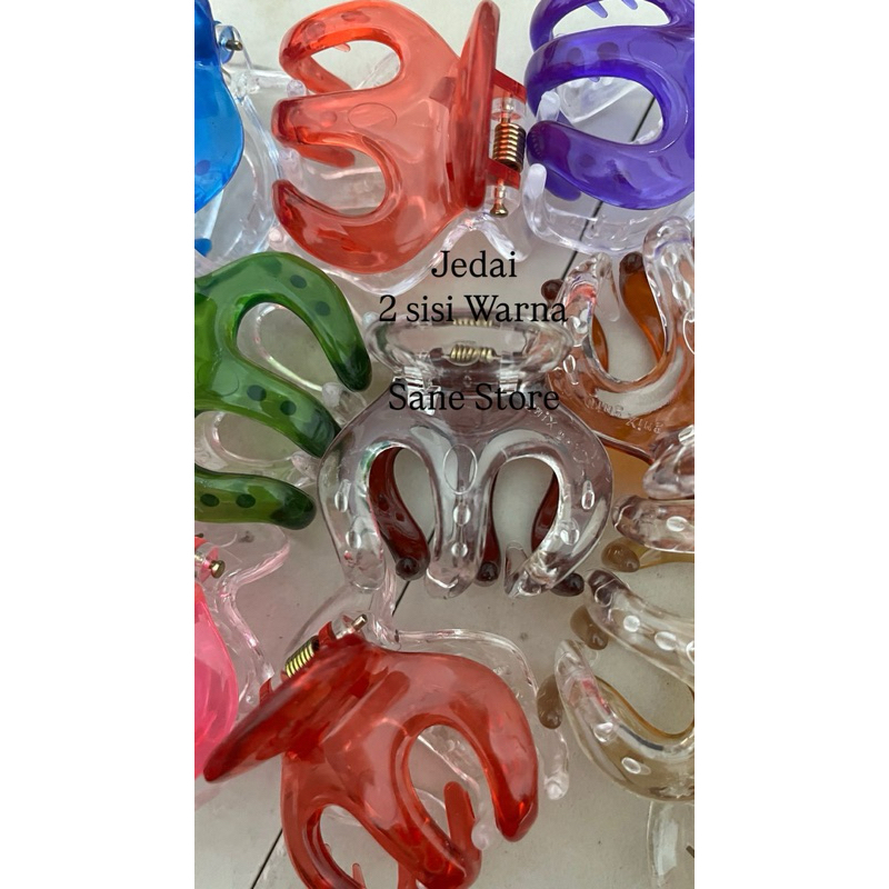 Jepit Rambut Jedai 2 warna bening 3 jari uk 5 cm