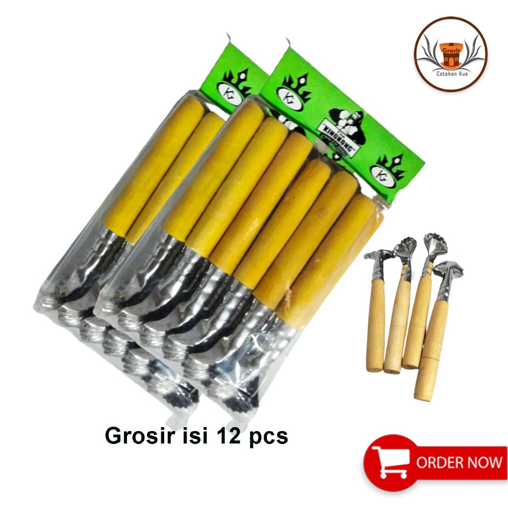 GROSIR ISI 12 PCS KEROKAN KELAPA MUDA GAGANG KAYU