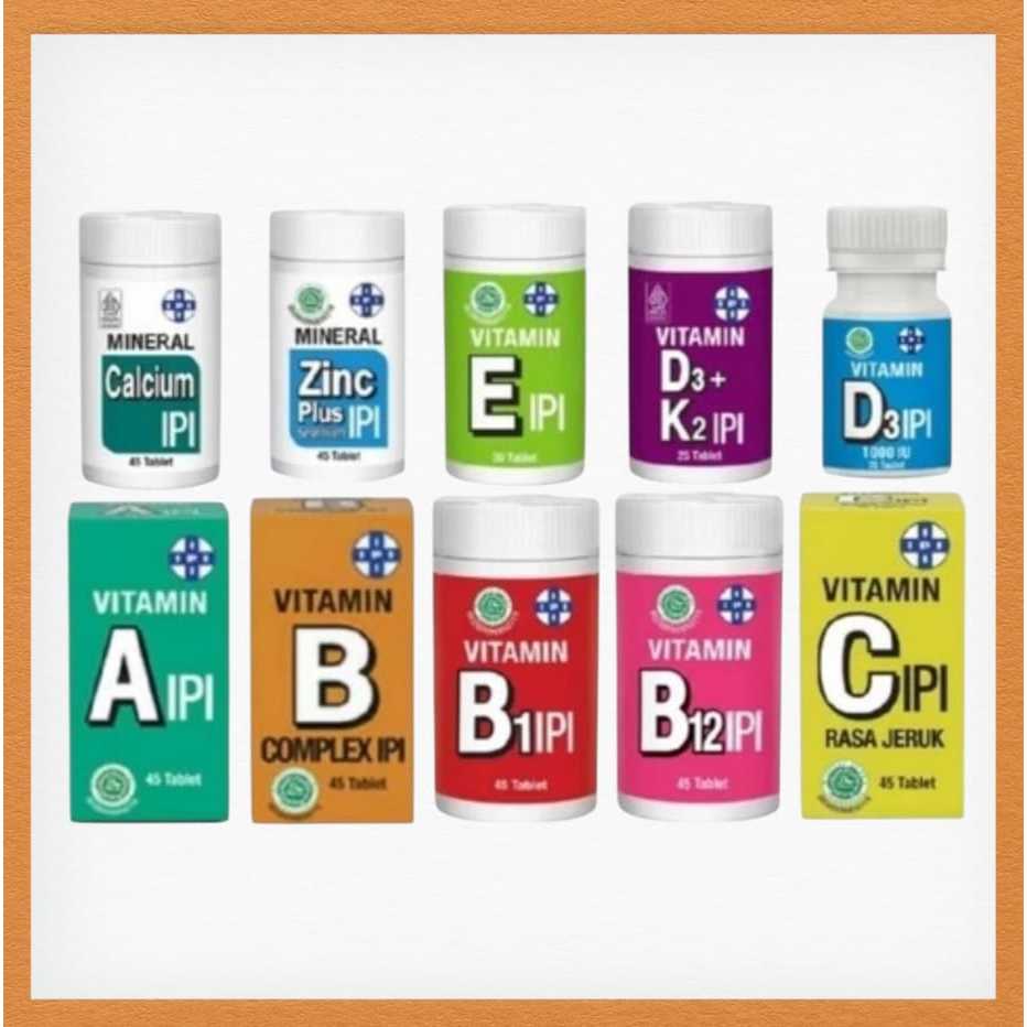 Vitamin Ipi lengkap, Vit A, B1,B12, B Complex, Vit C, Vit D, Vit E, Zinc plus Selenium All Varian