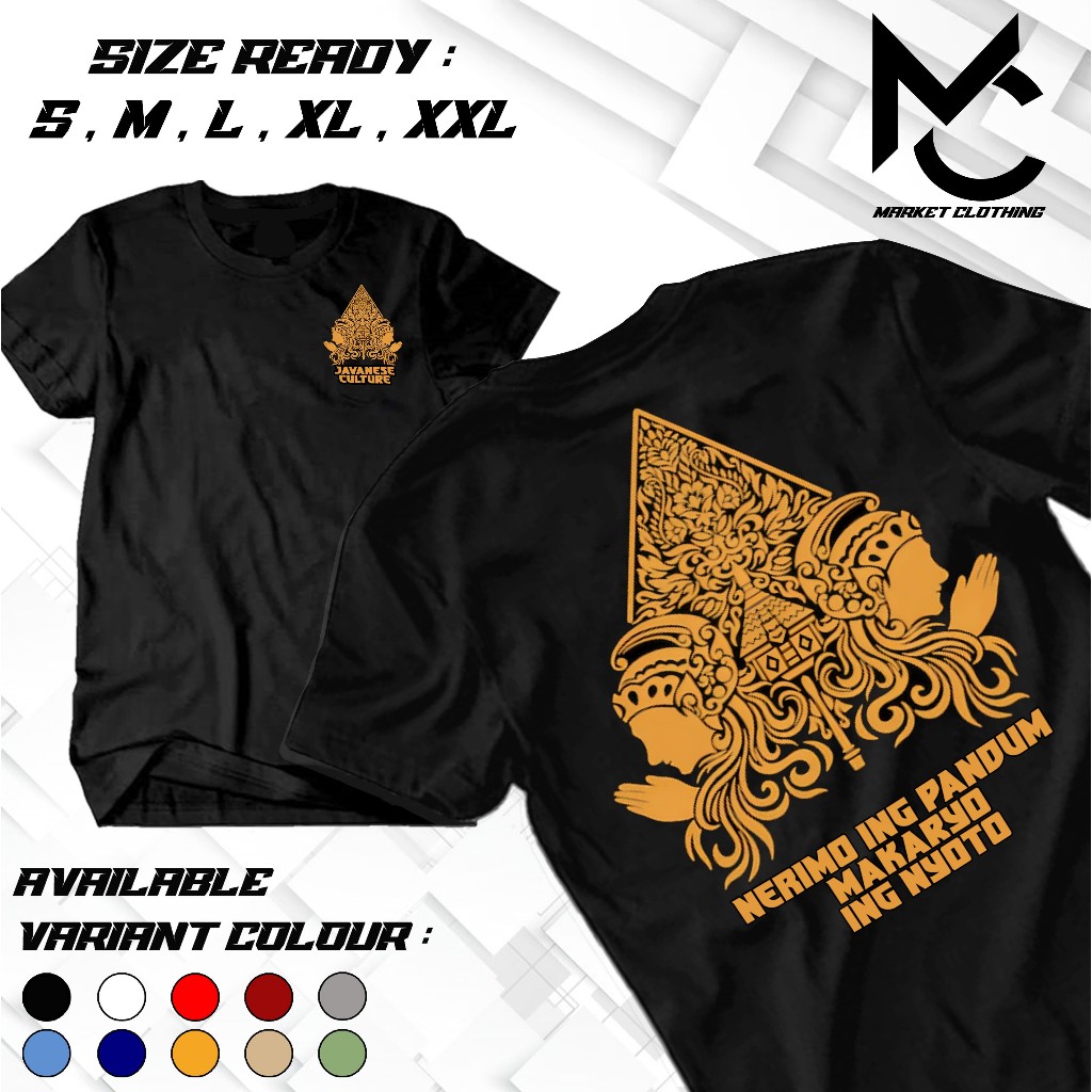 MC T-SHIRT - Kaos Javanese Culture - Kaos Jawa - Kaos Wayang Gunungan - Cocok Untuk Pria Wanita - Ba