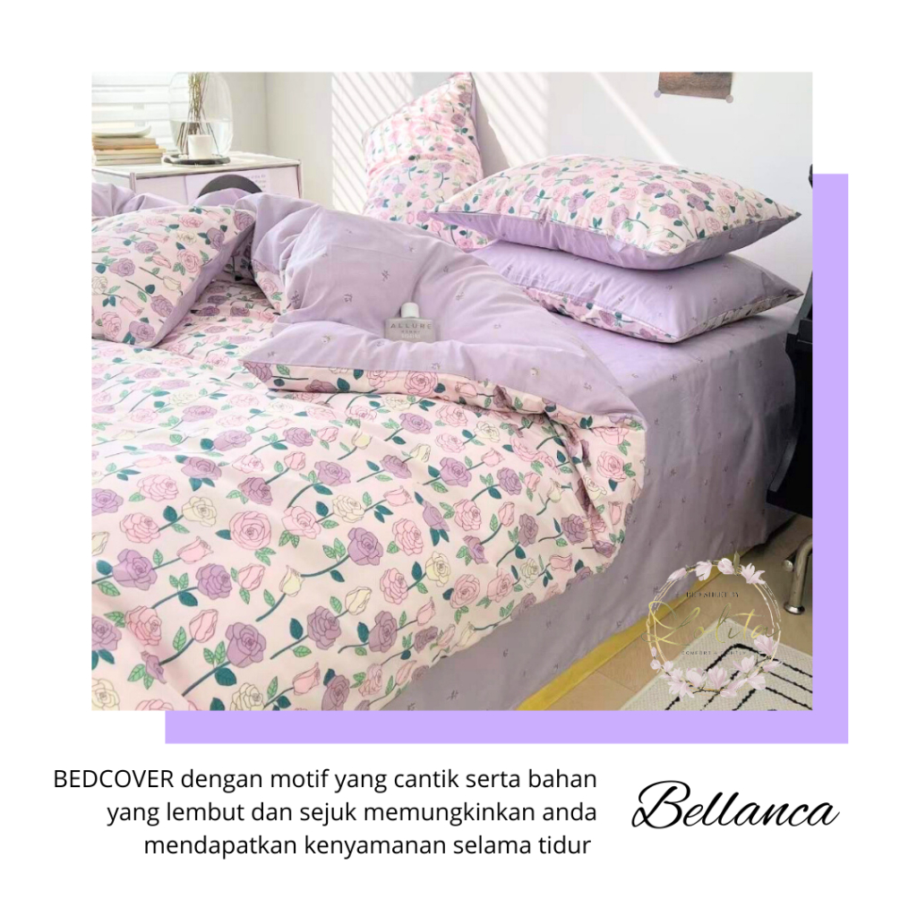 Bed Cover Set 180 x200 160 x200 120 x200 Motif Bellanca Bunga Aesthetic Sprei King Queen Single