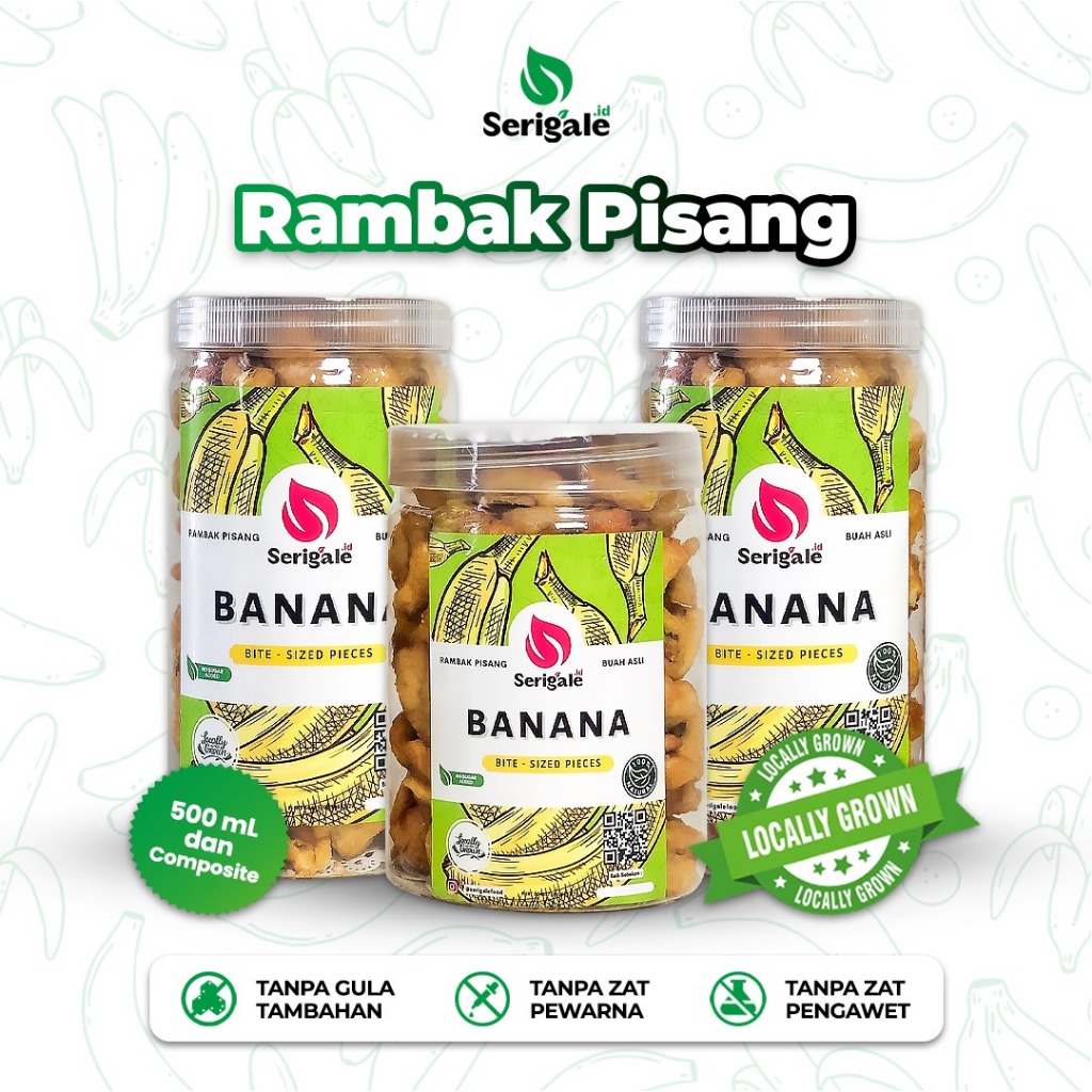 

Serigale Keripik Rambak Pisang Premium, Kemasan Toples Premium Rambak Pisang, Camilan Diet Sehat