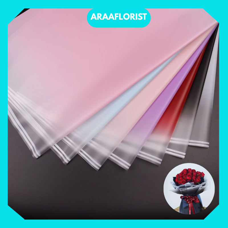 

KB09 Flower Wrapping Paper Gradient Color List Cellophane Kertas Bunga Motif Gradasi List Pinggir