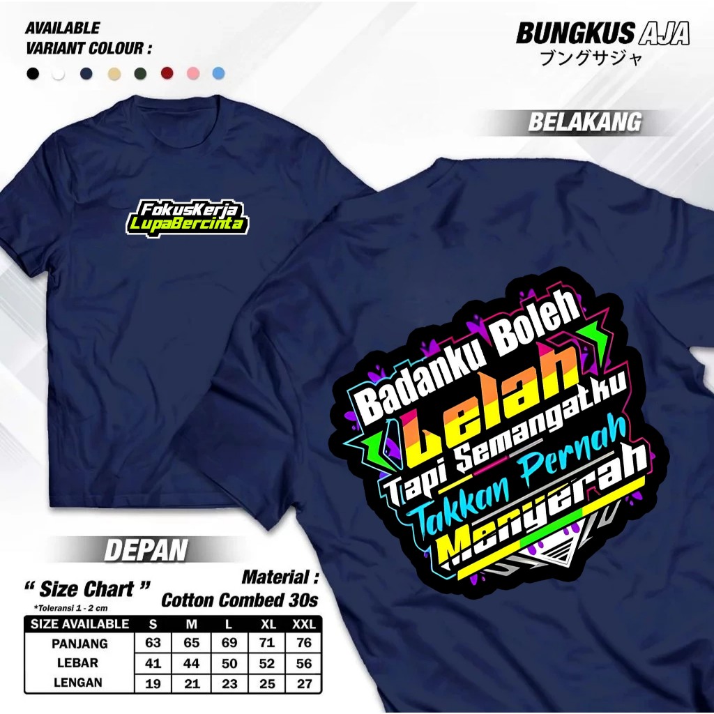 Kaos Kata Kata "FOKUS BEKERJA / Baju Kaos Kata-Kata Keren Nyindir Viral / T-Shirt Kaos Kata2 Motivas