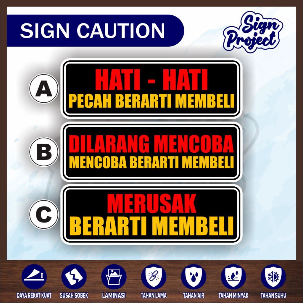 

STIKER VINYL MENCOBA BERARTI MEMBELI/Stiker Dilarang Merusak Barang / Stiker Hati Hati Awas Pecah / Stiker Merusak Mengganti