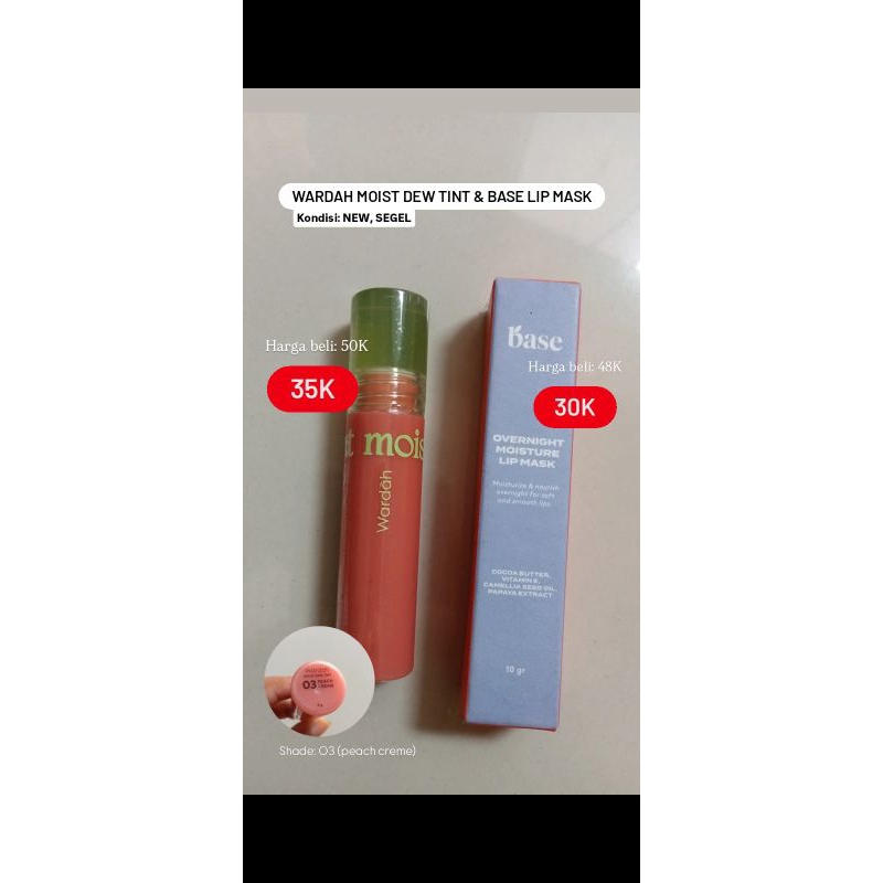 PRELOVED Wardah dew tint & Base lip mask (NEW)