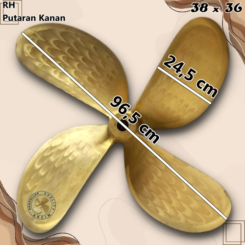 Baling baling kapal ukuran 38 x 36 mesin gearbox 4 daun - Arcim Propeller