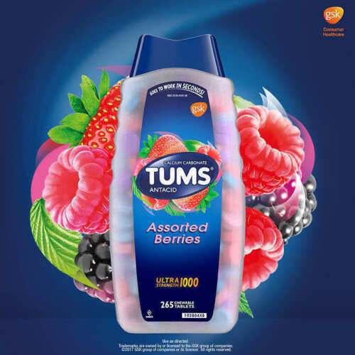 

TUMS Assorted Berries & Fruit Permen Ultra Asam Lambung - Maag - Gerd - Gas Relief - SugarFree