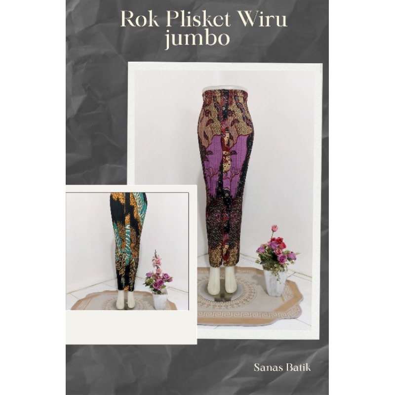 Rok Plisket Wiru Jumbo Batik Big Size bawahan Wanita Super jumbo Langsung Dari Konveksi Bahan Tebal