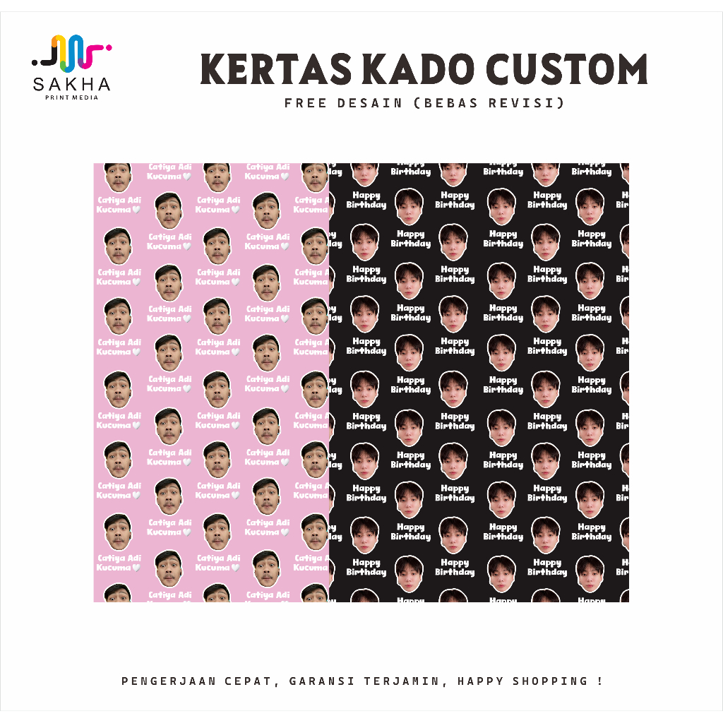 

KERTAS KADO CUSTOM FOTO WAJAH (FREE DESAIN)