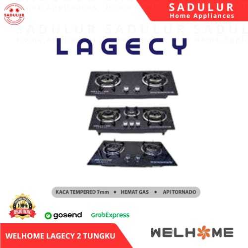Welhome Kompor Lagecy Gas Kaca 3 Tungku (Kompor Tanam + Meja)