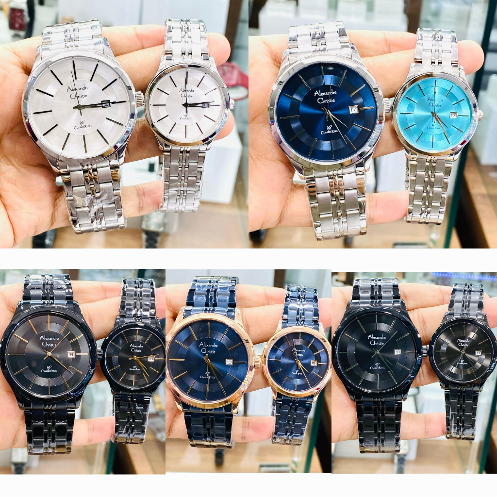 JAM TANGAN COUPLE ALEXANDRE CHRISTIE AC 8348 AC8348 BLUE ROSEGOLD ORIGINAL