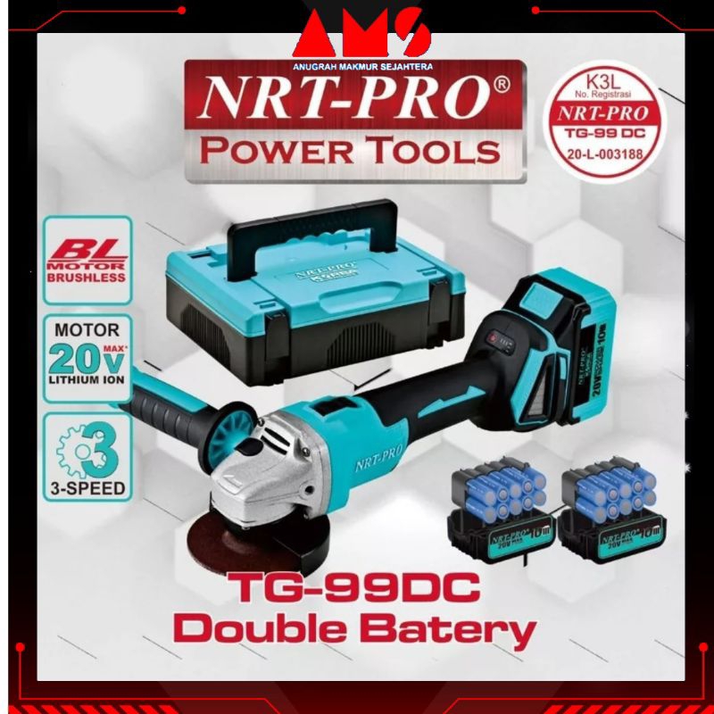 Mesin Gurinda Tangan Baterai TG-99 Nrt Pro Cordless Gerinda Mesin Gerinda Tangan (2 Baterai)