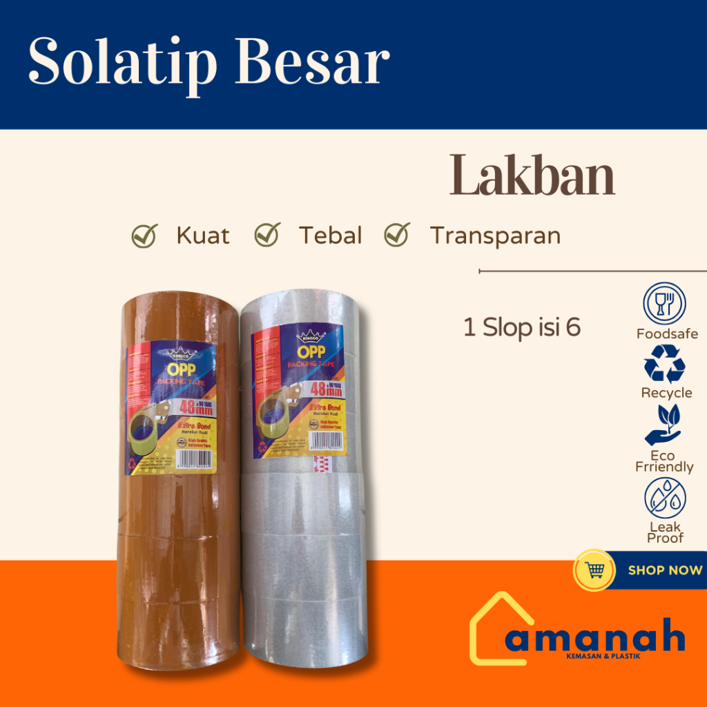 

Lakban Coklat bening / Solatip Coklat Bening / Kingco OPP PACKING TAPE 48 mm