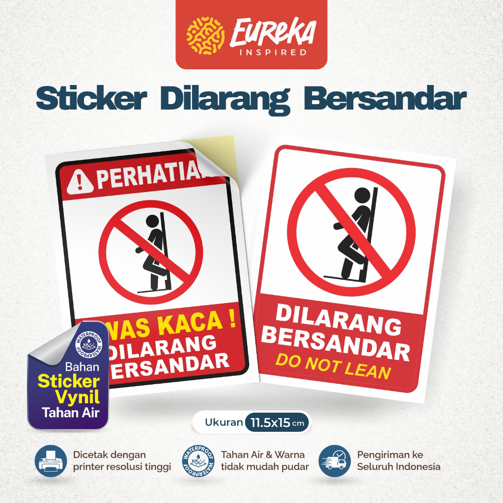 

Stiker Vynil Anti Air Awas Kaca | Dilarang Bersandar