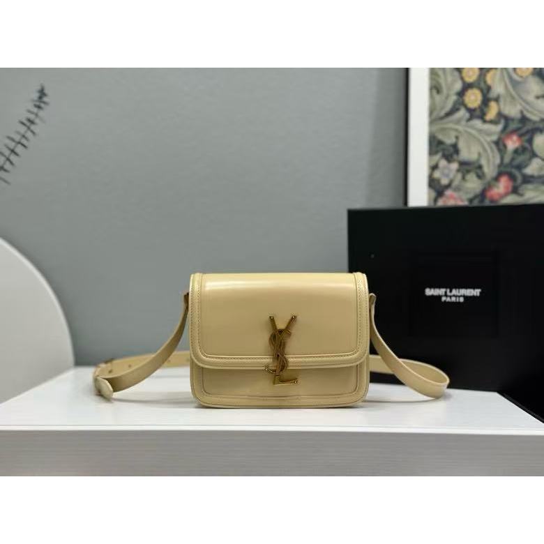 YSL new messenger shoulder bag for women, apricot/gold buckle 634306