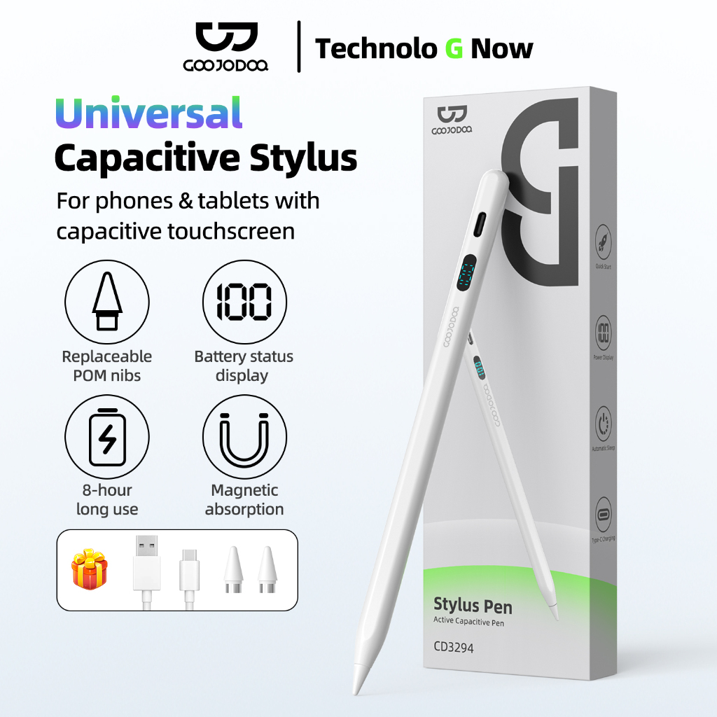 GOOJODOQ GD04 Universal Capacitive Stylus Pen w/ LED Display & Magnetic Attachment for iPad &