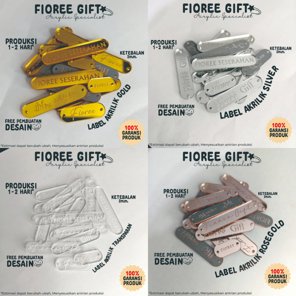 

Label Akrilik | Label Hijab Branding | Custom Cutting Label | Label Jahit Fashion - Fioree.gift