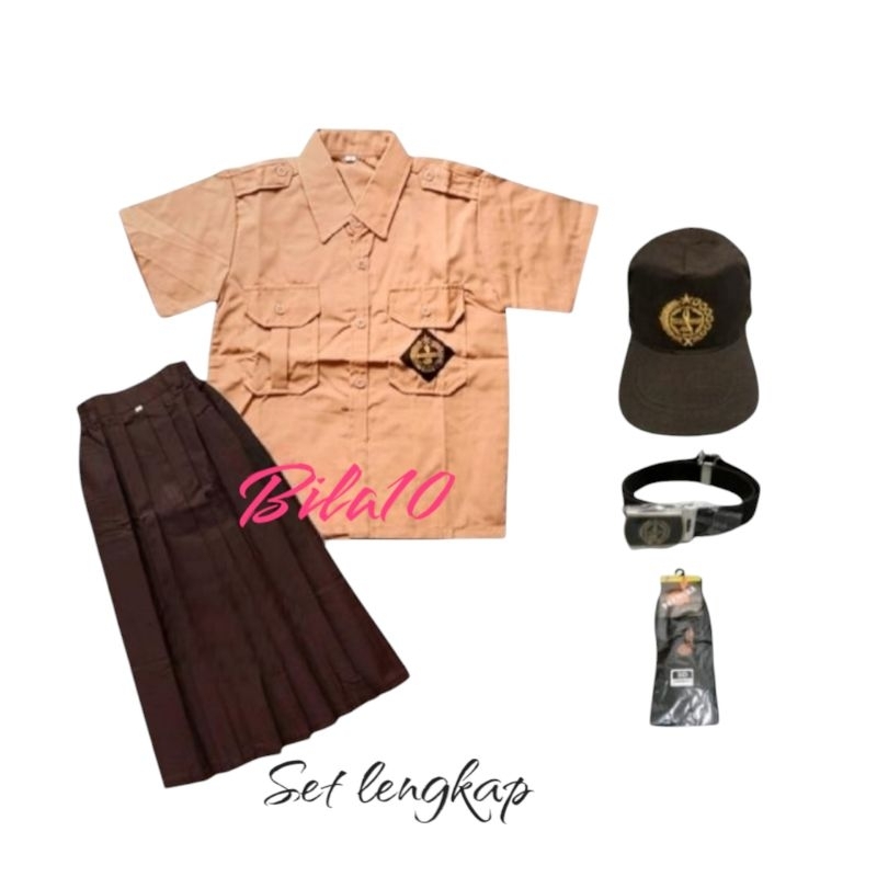 set lengkap baju pramuka pendek rok pramuka pendek sd anak perempuan