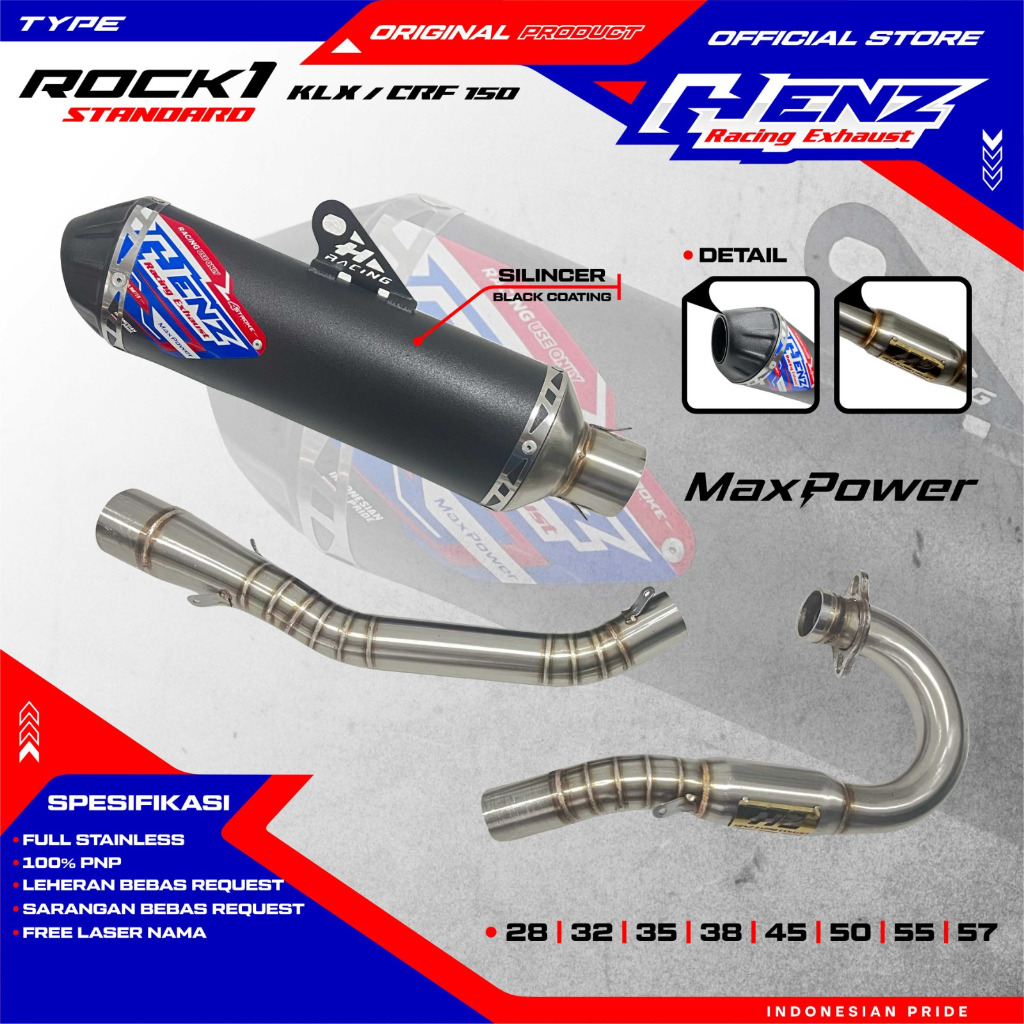 Knalpot crf,klx Rock-1 Black coating Henz Racing Exhaust
