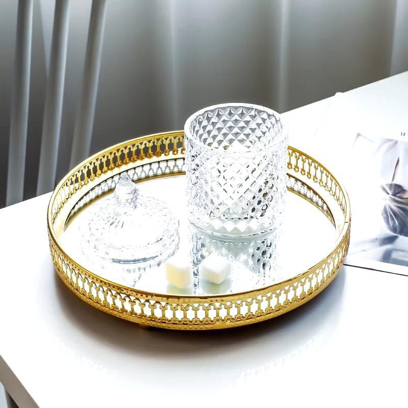 Nampan bulat cermin besar new