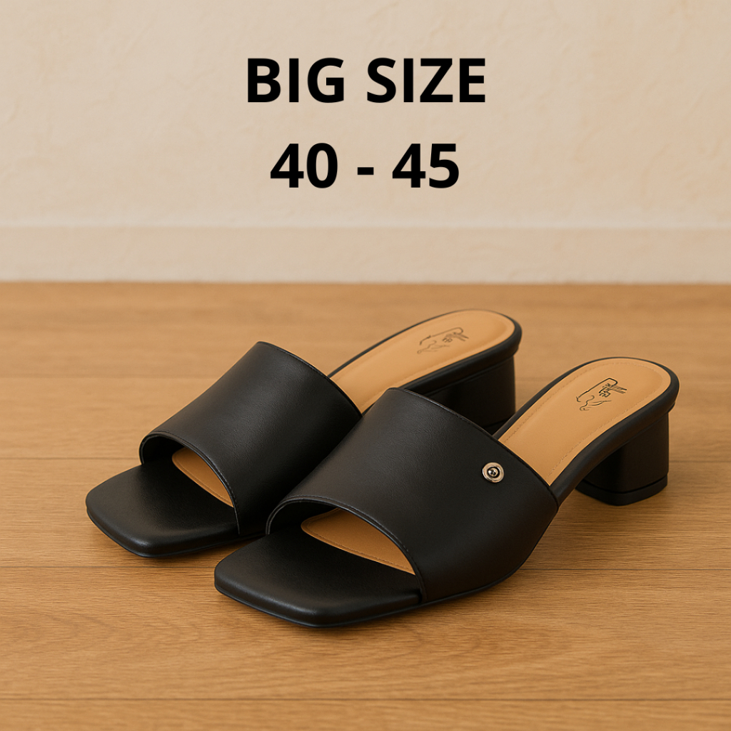 BIG  SIZE - Sandal Wanita Heels Selop Simpel | Sendal Ukuran Jumbo 40 41 42 43 44 45